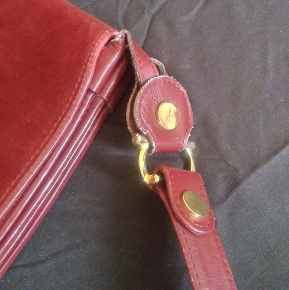 Les Must De Cartier Bordeaux leather suede gold cc monogram vintage bag purse - Picture 4 of 13